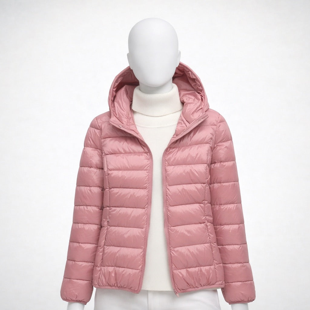 Veste de randonnée femme | Doudoune duvet légère capuche zippée