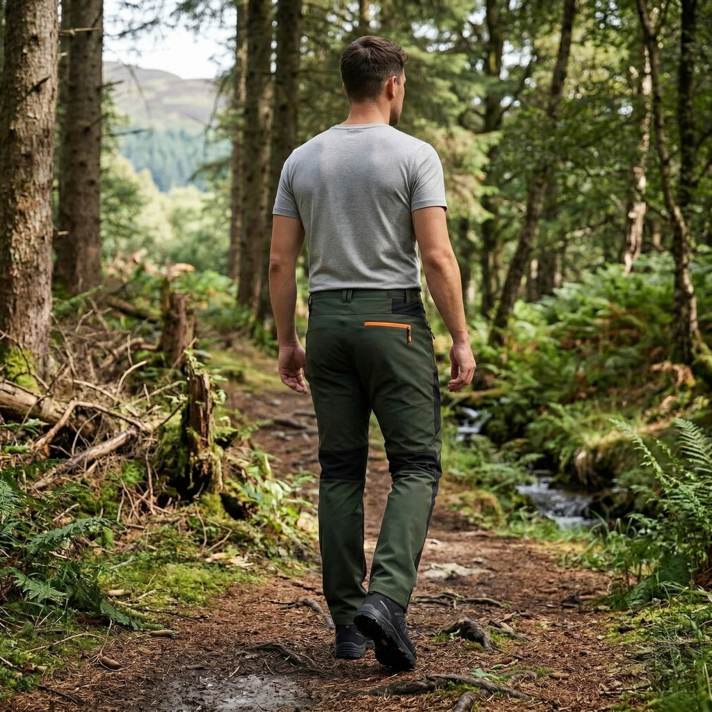 Pantalon de randonnée homme | Imperméable bicolore zips ajusté
