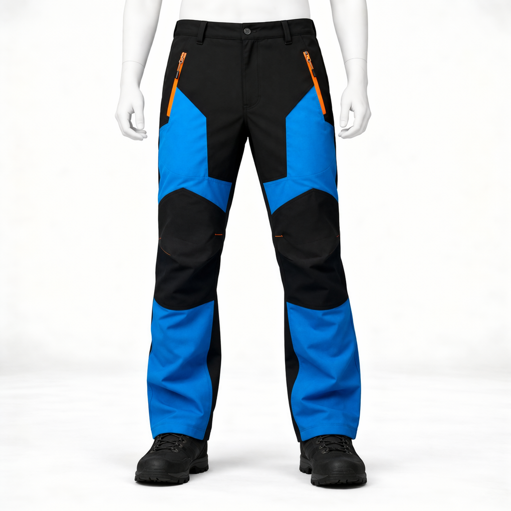 Pantalon de randonnée homme | Imperméable bicolore zips ajusté