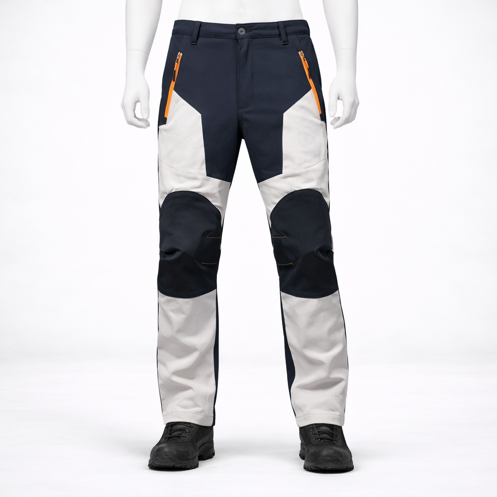 Pantalon de randonnée homme | Imperméable bicolore zips ajusté