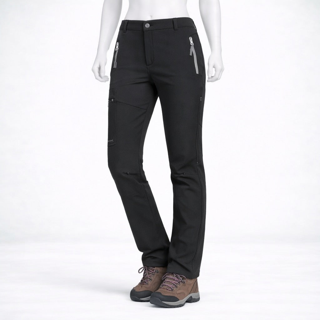 Pantalon de randonnée femme | Softshell déperlant coupe-vent doublé polaire