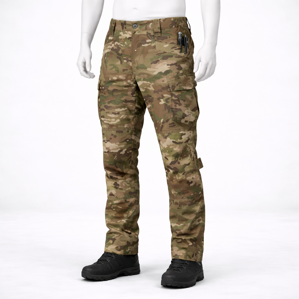 Pantalon de randonnée homme | Camouflage multi poches coupe ajustée