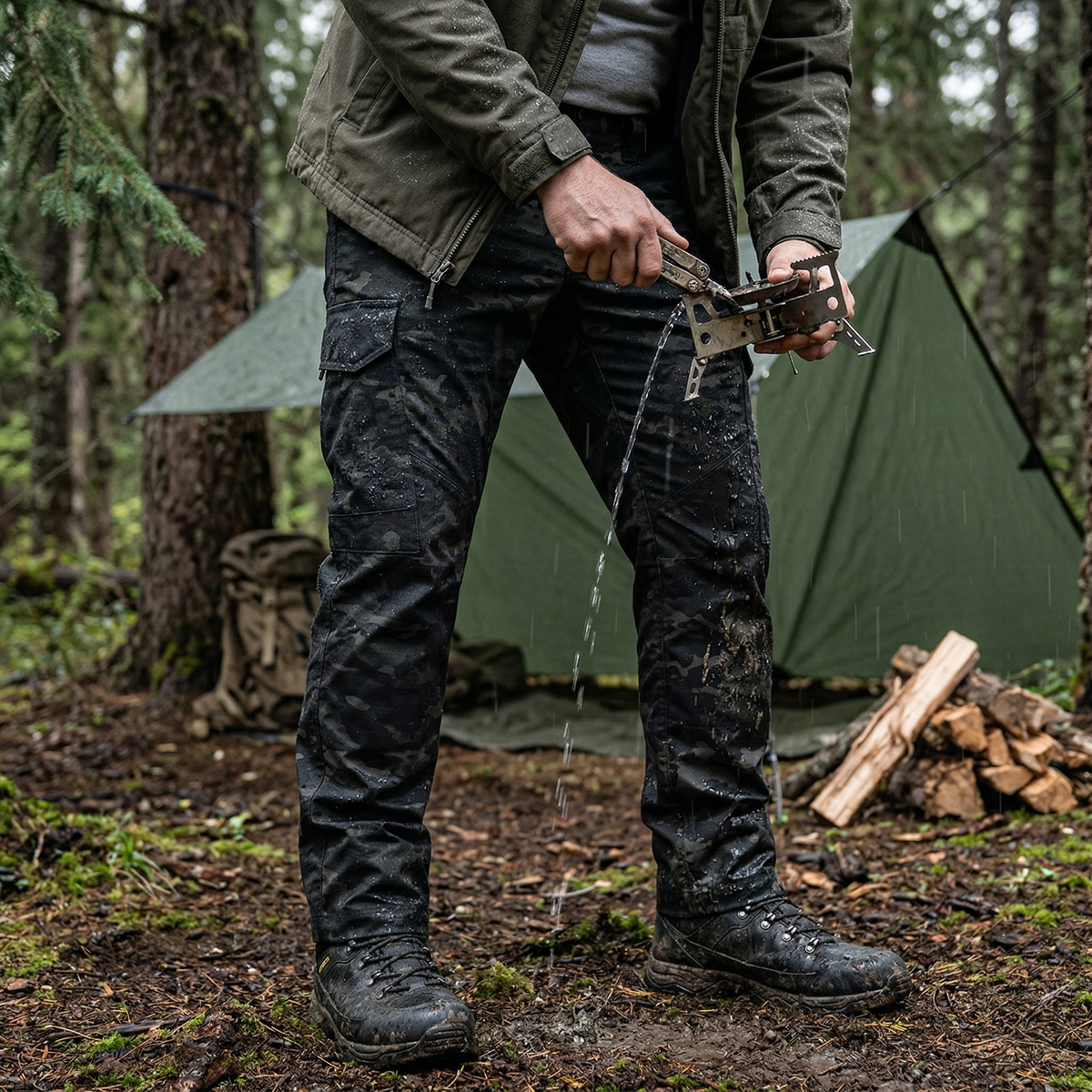 Pantalon de randonnée homme | Imperméable poches zippées coupe ajustée