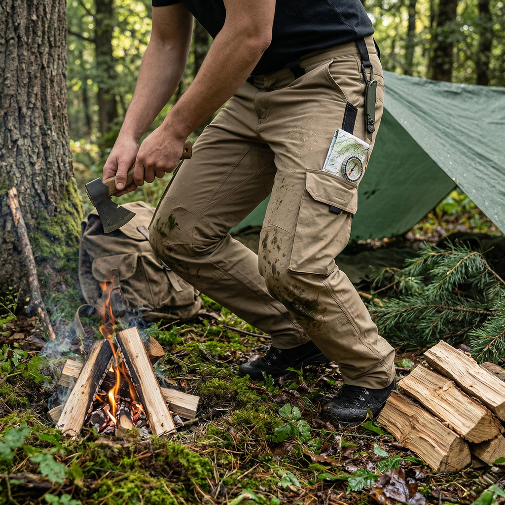 Pantalon de randonnée homme | Cargo multi poches imperméable coupe droite