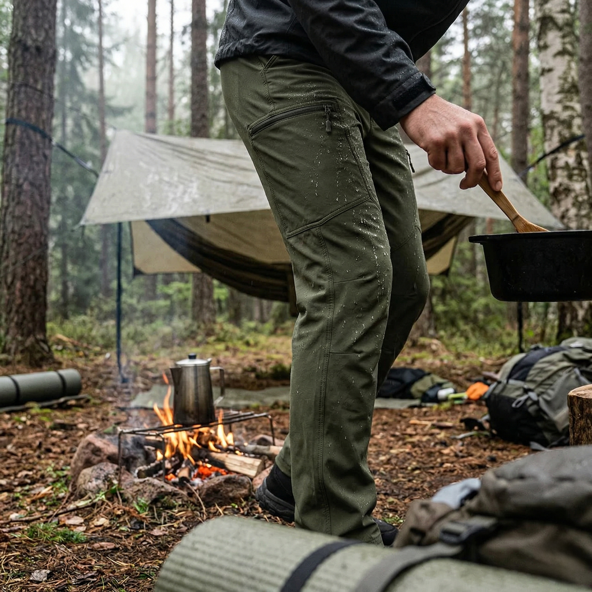 Pantalon de randonnée homme | Imperméable stretch 5 poches zippées