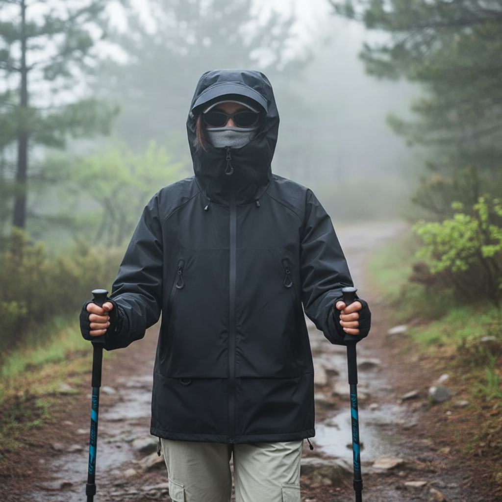 Veste de randonnée femme | Imperméable coupe-vent capuche légère
