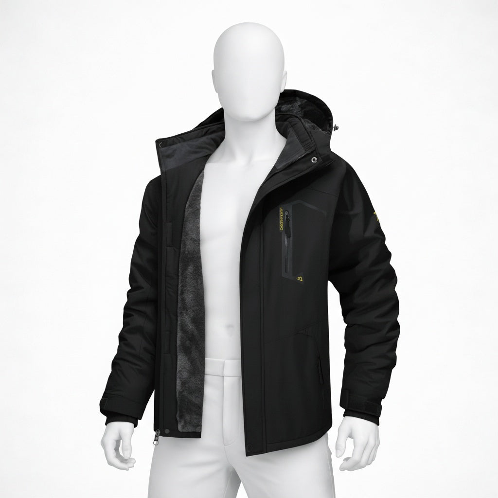 Veste de randonnée homme | Imperméable coupe-vent doublure polaire capuche